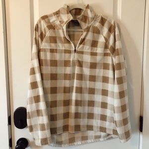 Lightweight Fleece Tan/White Plaid Quarter Zip